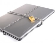 Laptop with lock and chain