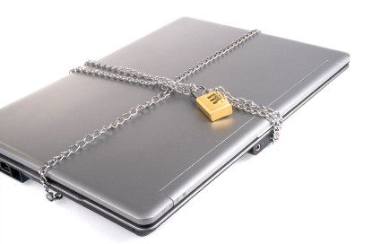 Laptop with lock and chain