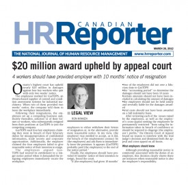 HR Reporter Mar 26 20 million award upheld by appeal court