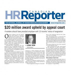 HR Reporter Mar 26 20 million award upheld by appeal court