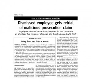 Canadian Employment Law Today Oct 17 2012 Dismissed Employee Gets Retrial