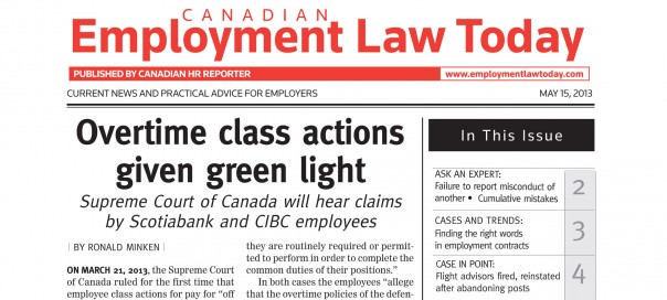 CELT May 15 2013 Overtime class actions given green light