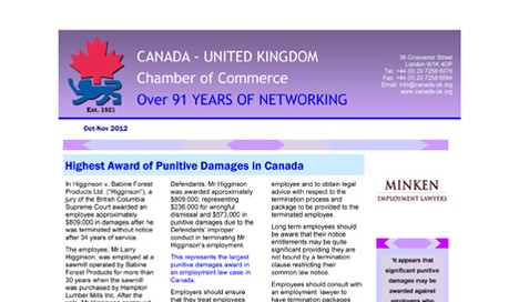 Canada UK Chamber of Commerce Oct-Nov 2012