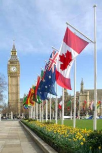 Flags at the Canadian Parliament