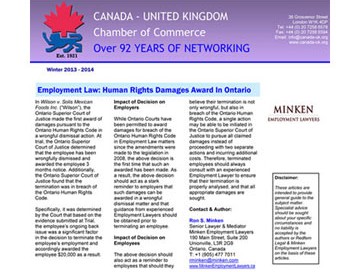 Canada UK Chamber of Commerce Winter Newsletter 2013 2014