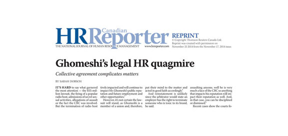 Canadian HR Reporter: Ghomeshi's legal HR quagmire